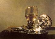 Still Life with Wine Glass and Silver Bowl Pieter Claesz